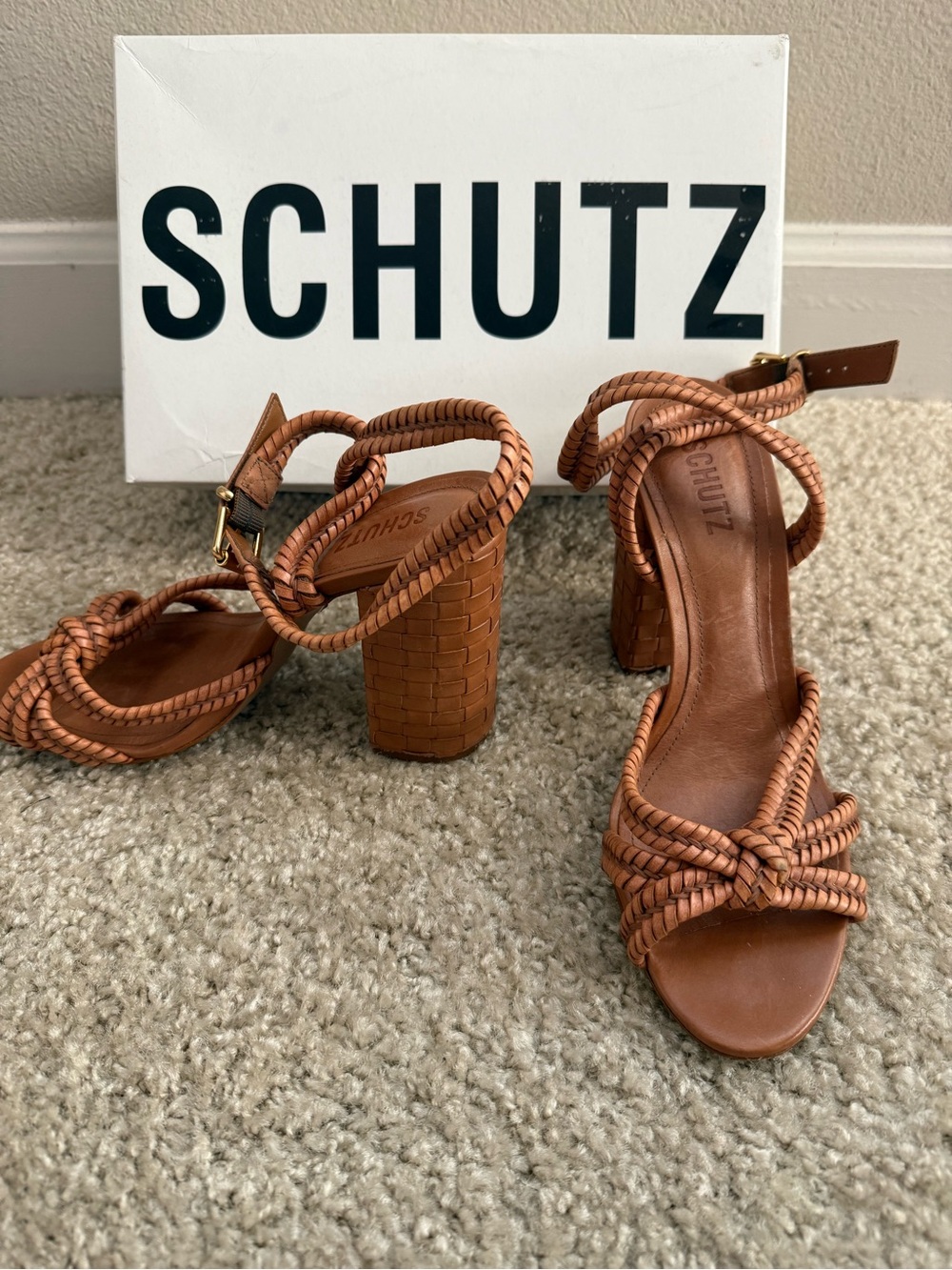 SCHUTZ Woven Block Heel Sandals - Picture 5 of 7